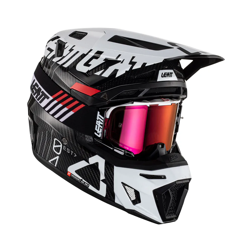 LEATT KASK MOTO 9.5 CARBON WHITE V23 (+ GOGLE VELOCITY 6.5 IRIZ GRATIS) HELMET KIT