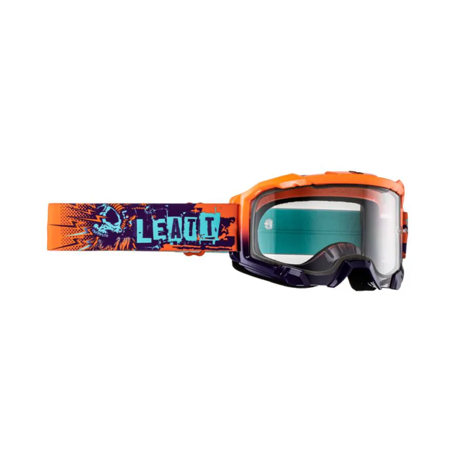 LEATT GOGLE VELOCITY 4.5 ORANGE CLEAR 83% - KOLOR POMARAŃCZOWY FLUO/NIEBIESKI SZYBKA PRZEŹROCZYSTA