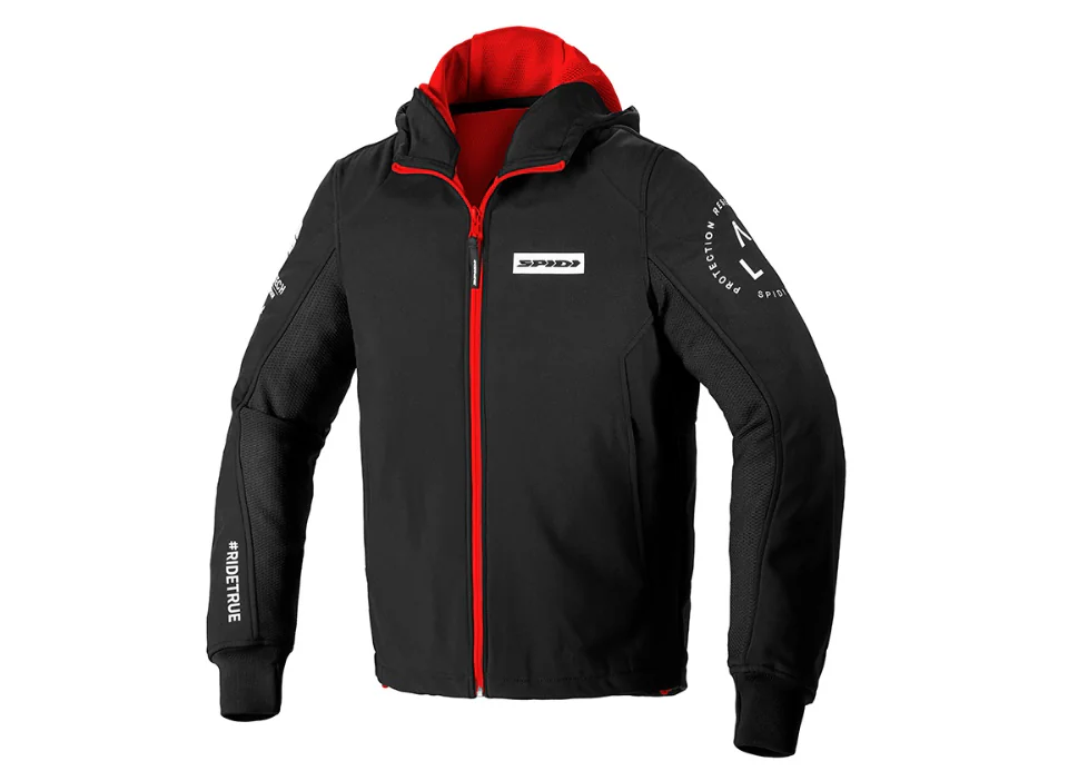 Męska bluza tekstylna SPIDI T224 486 HOODIE ARMOR EVO Czarno/czerwona