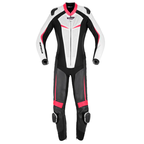 Damski kombinezon SPIDI Y157 545 Track Lady Perforated Pro Czarno/Biało/Różowy