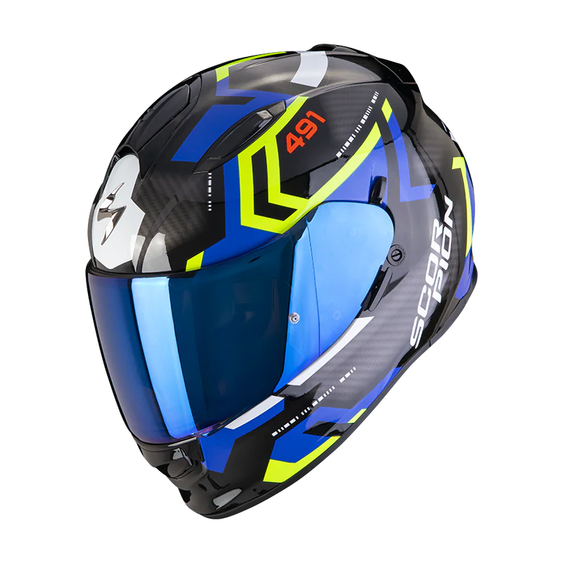 Kask SCORPION EXO-491 SPIN Black-Blue-Neon Yellow